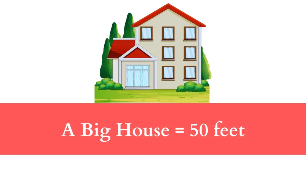 A Big House with peak roof is 50 feet