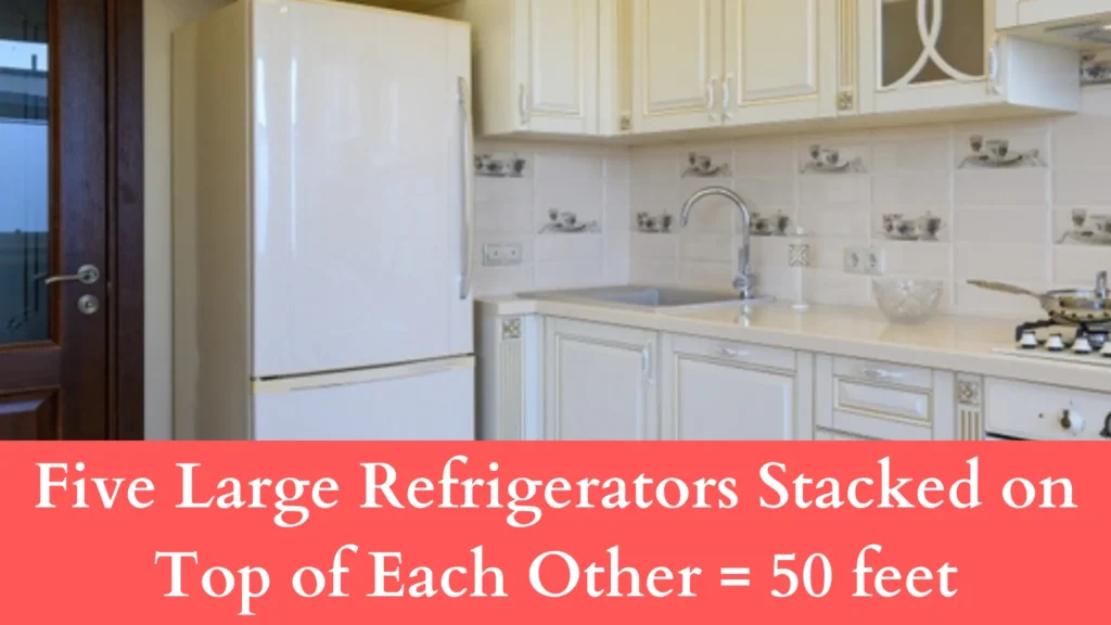 Five Large Refrigerators Stacked on Top of Each Other are 50 feet in length