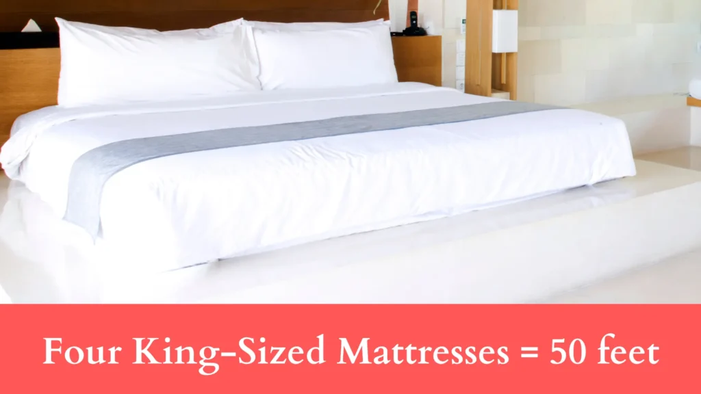 Four King-Sized Mattresses 50 feet