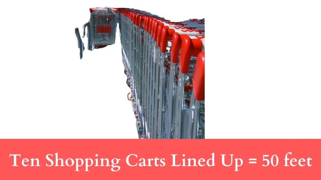 Ten Shopping Carts Lined Up is 50 feet