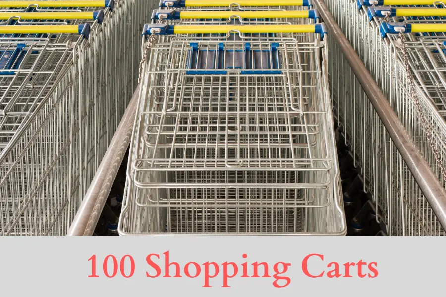 100 Shopping Carts Lined Up is 500 Feet Long