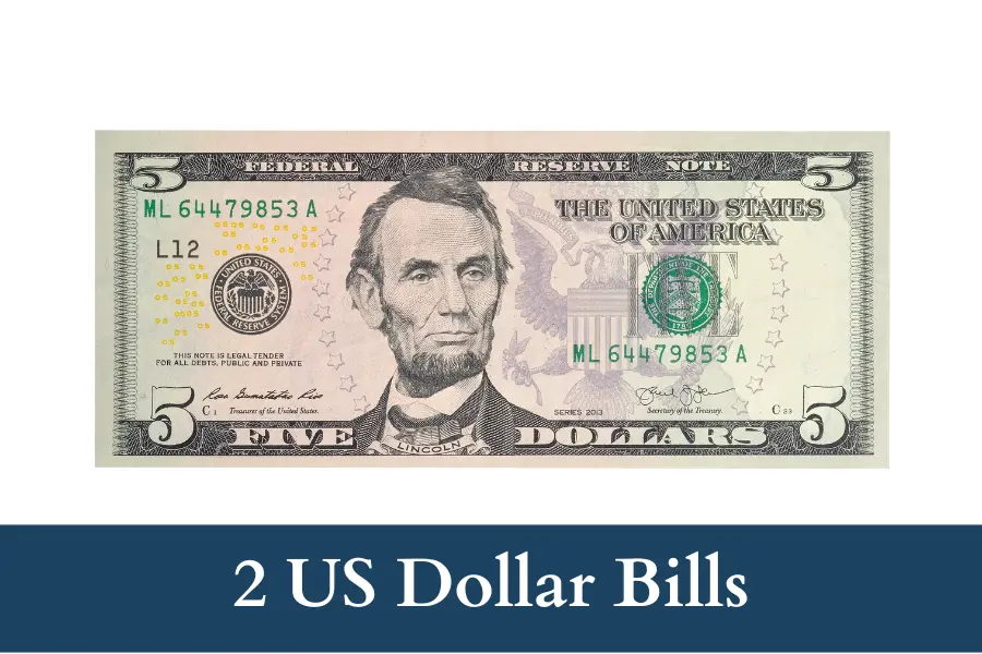 2 US Dollar Bills is 30 cm long