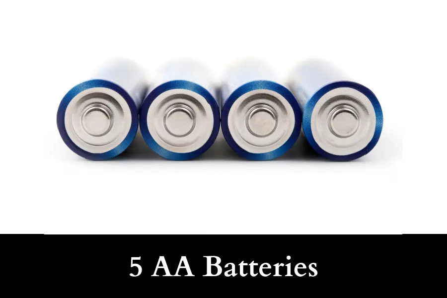 5 AA Batteries are 10 Inches Long