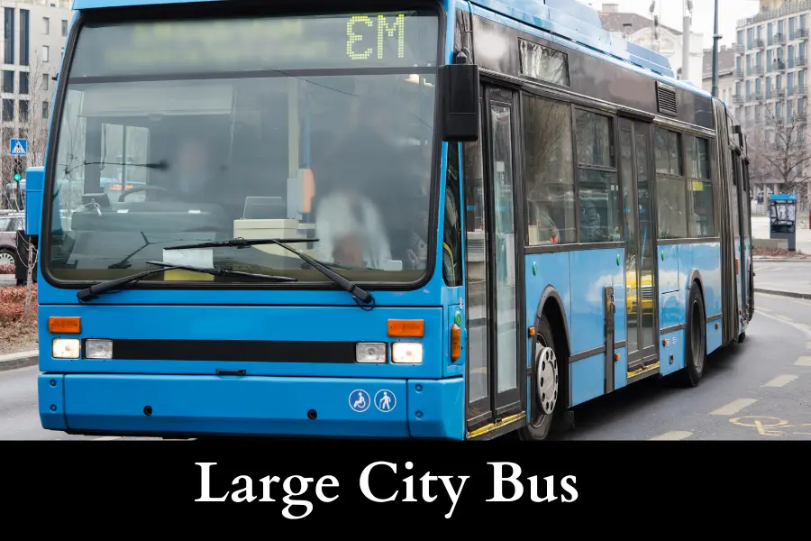 A Large City Bus is 43 feet long