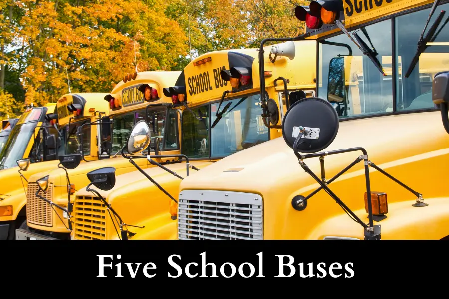 Five School Buses is 50 Meters long