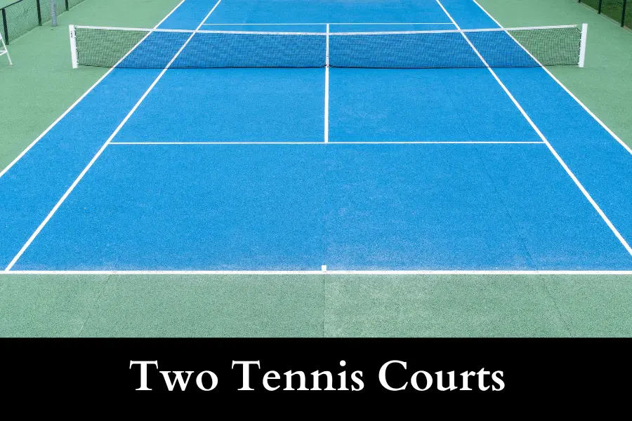 Two Tennis Courts is 50 Meters long