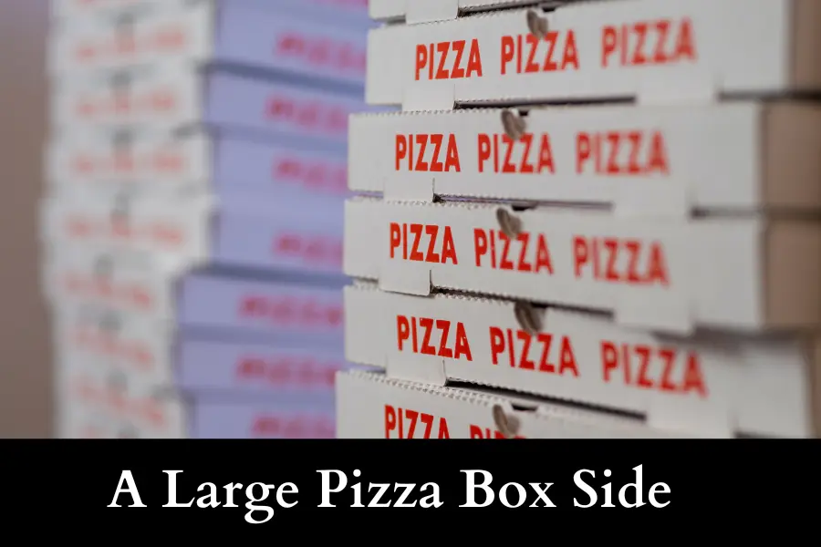 A Large Pizza Box Side is 20 inches long or big