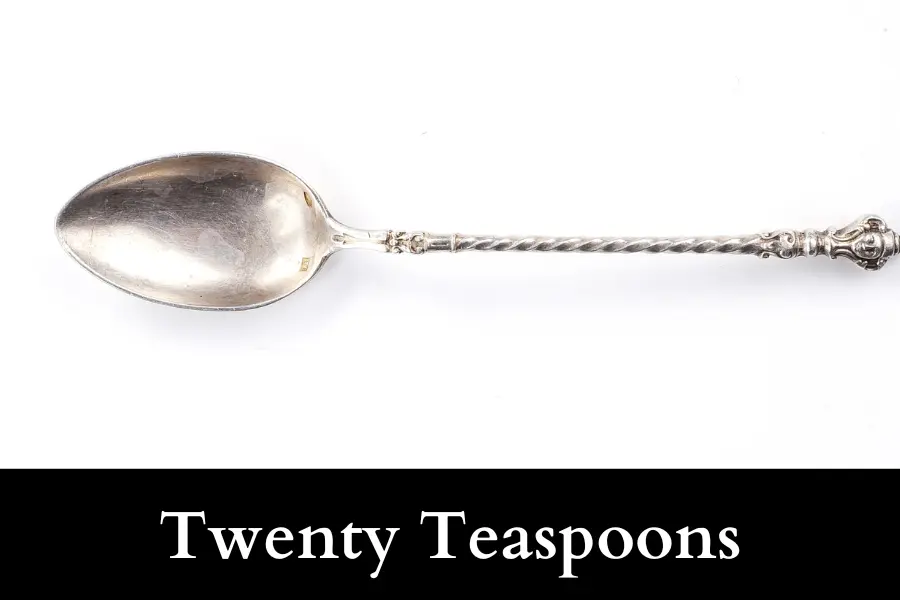 Twenty Teaspoons equal 100 ml