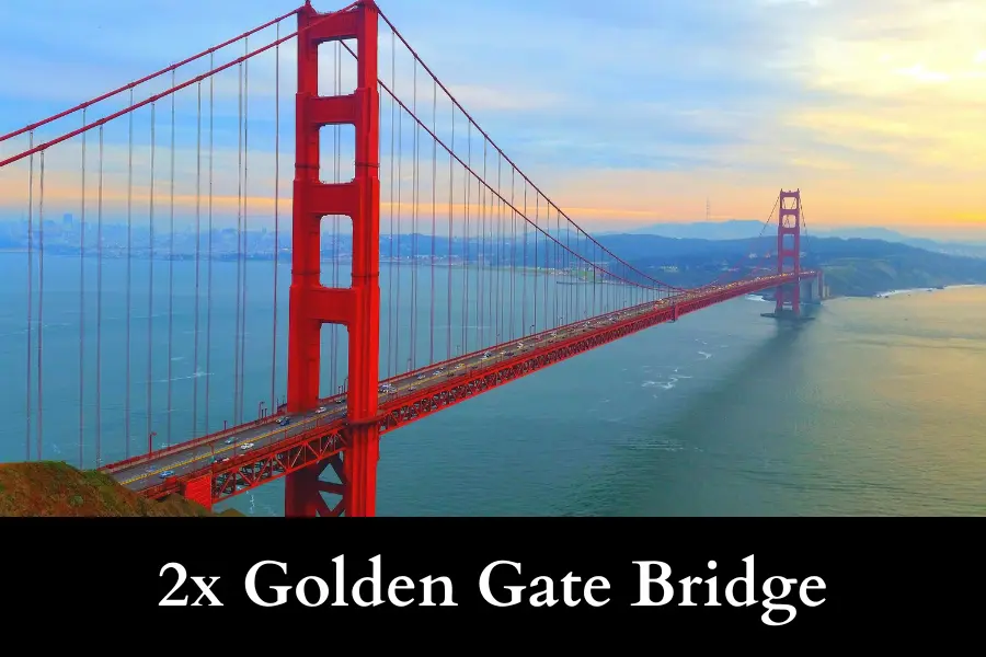 two times the Golden Gate Bridge is 500 meters